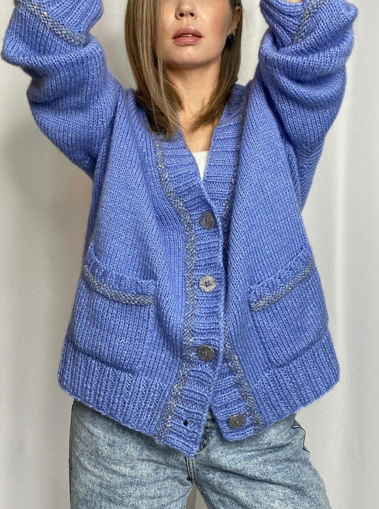 Blue Knitted Chic Cardigan