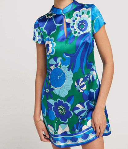 Lolita Mini Dress In Miami Floral Emerald