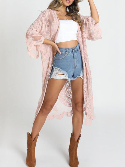 Bohemian Loose Embroidered Lace Mesh Beach Cardigan