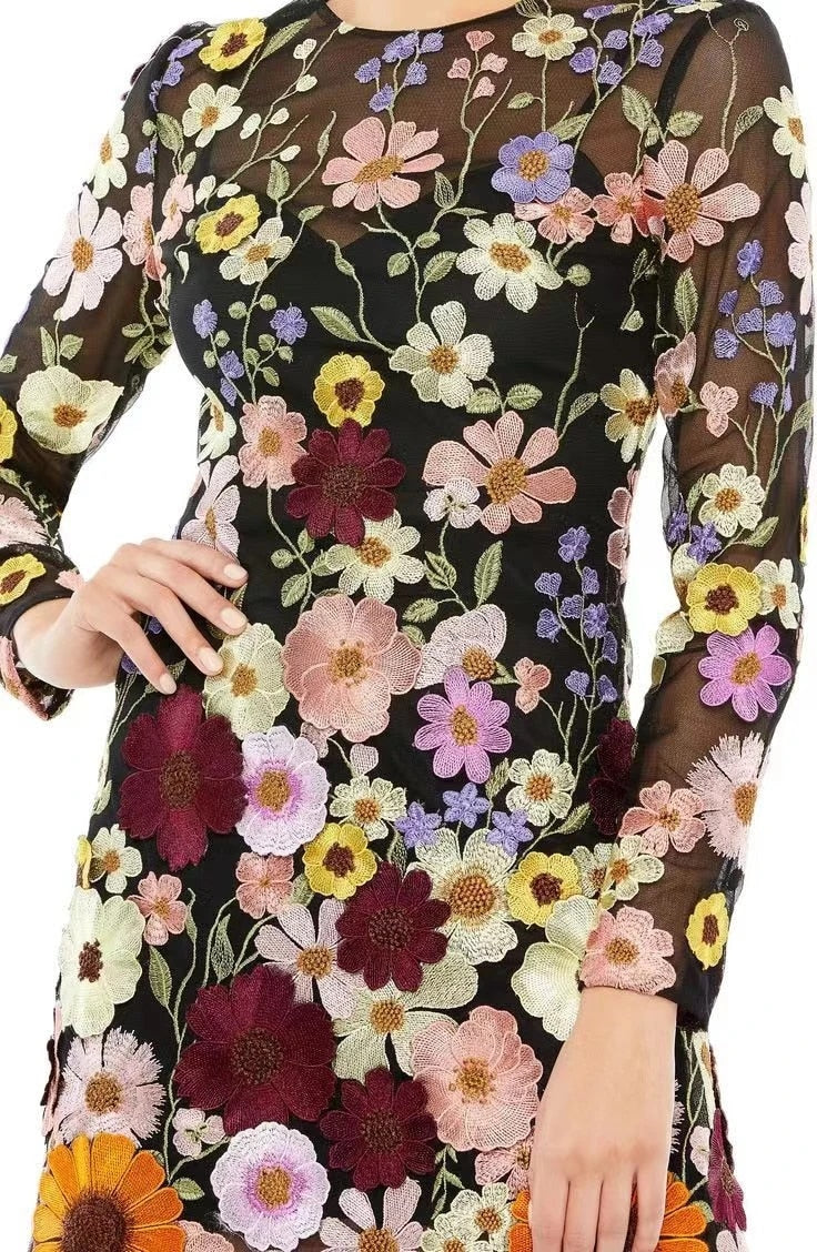 3D Flower Wrapped Dress