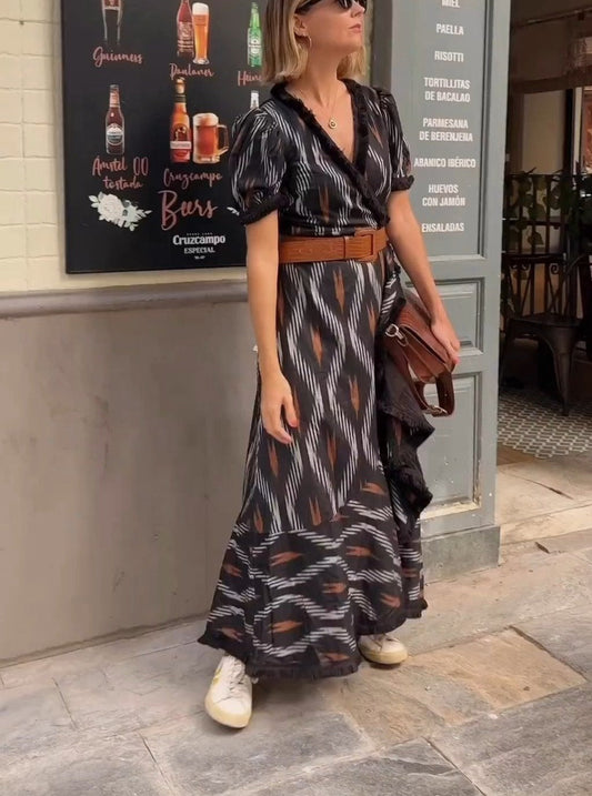 Bohemian Vintage Print Midi Dress