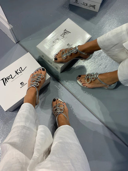 ALMOST SILVER STONE SANDALS