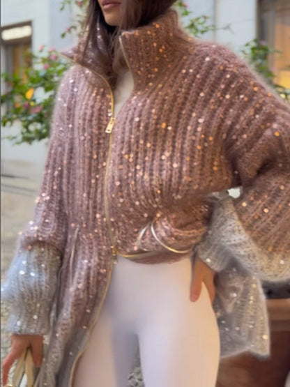 Sequined Knitted Cardigan Dress