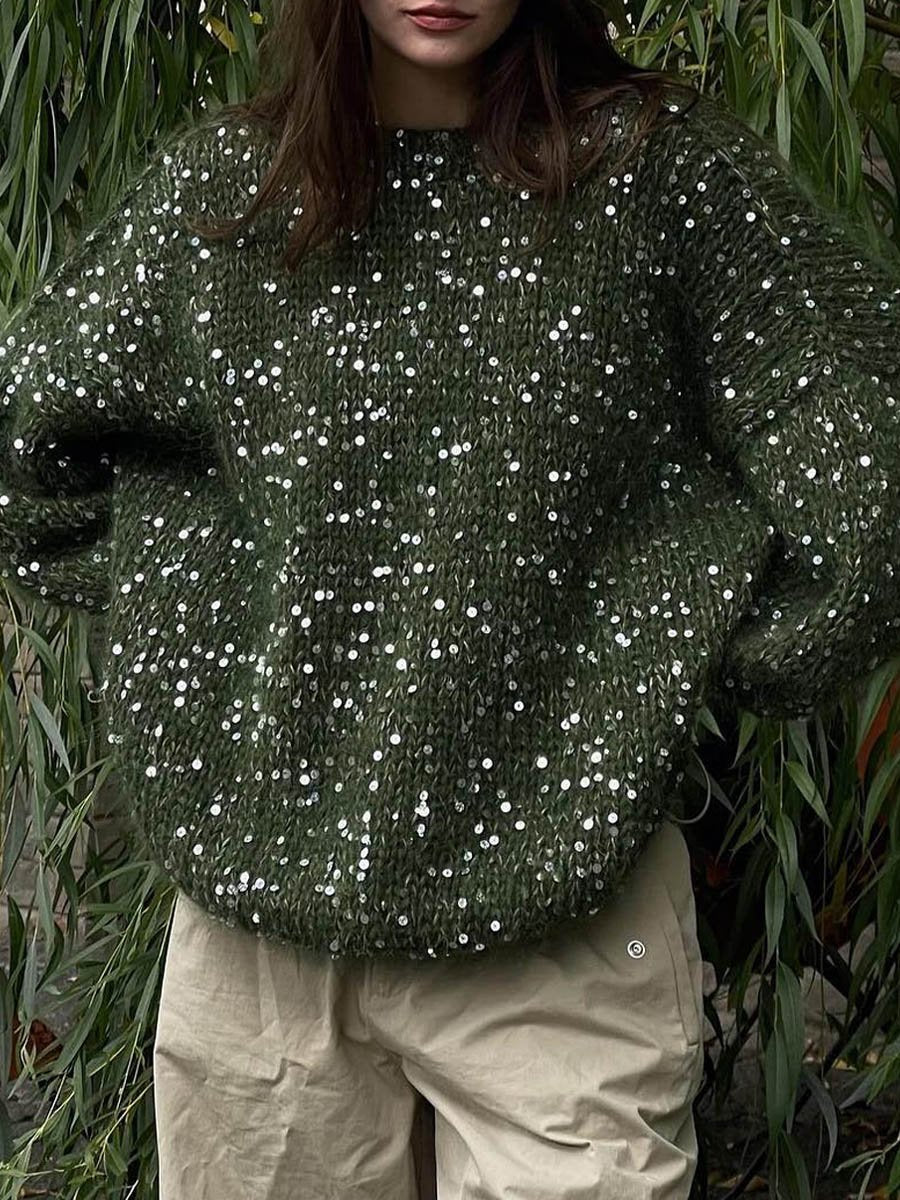 Sequin Round Neck Sweater