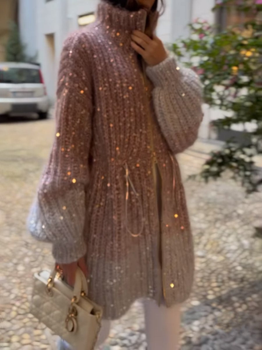 Sequined Knitted Cardigan Dress