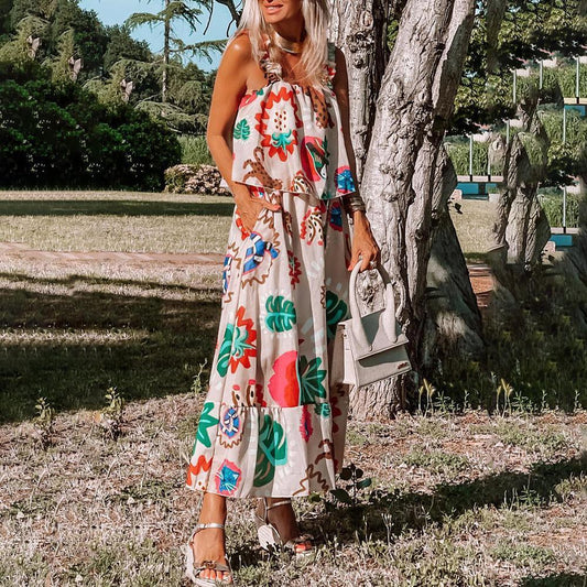 Attractive Sleeveless Print Maxi Dress