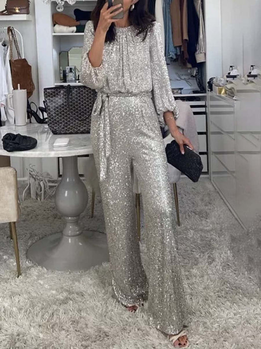 Sequin Long Sleeve Jumpsuit