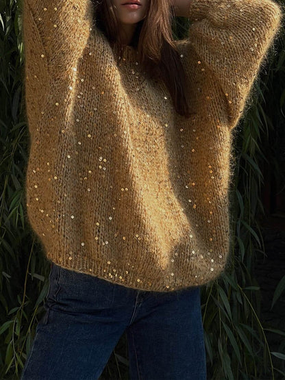 Sequin Round Neck Sweater