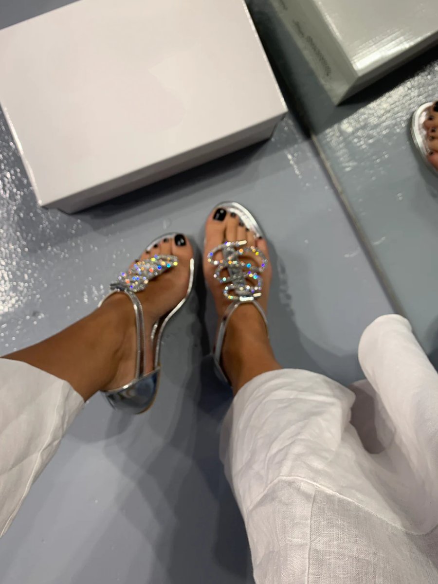 ALMOST SILVER STONE SANDALS