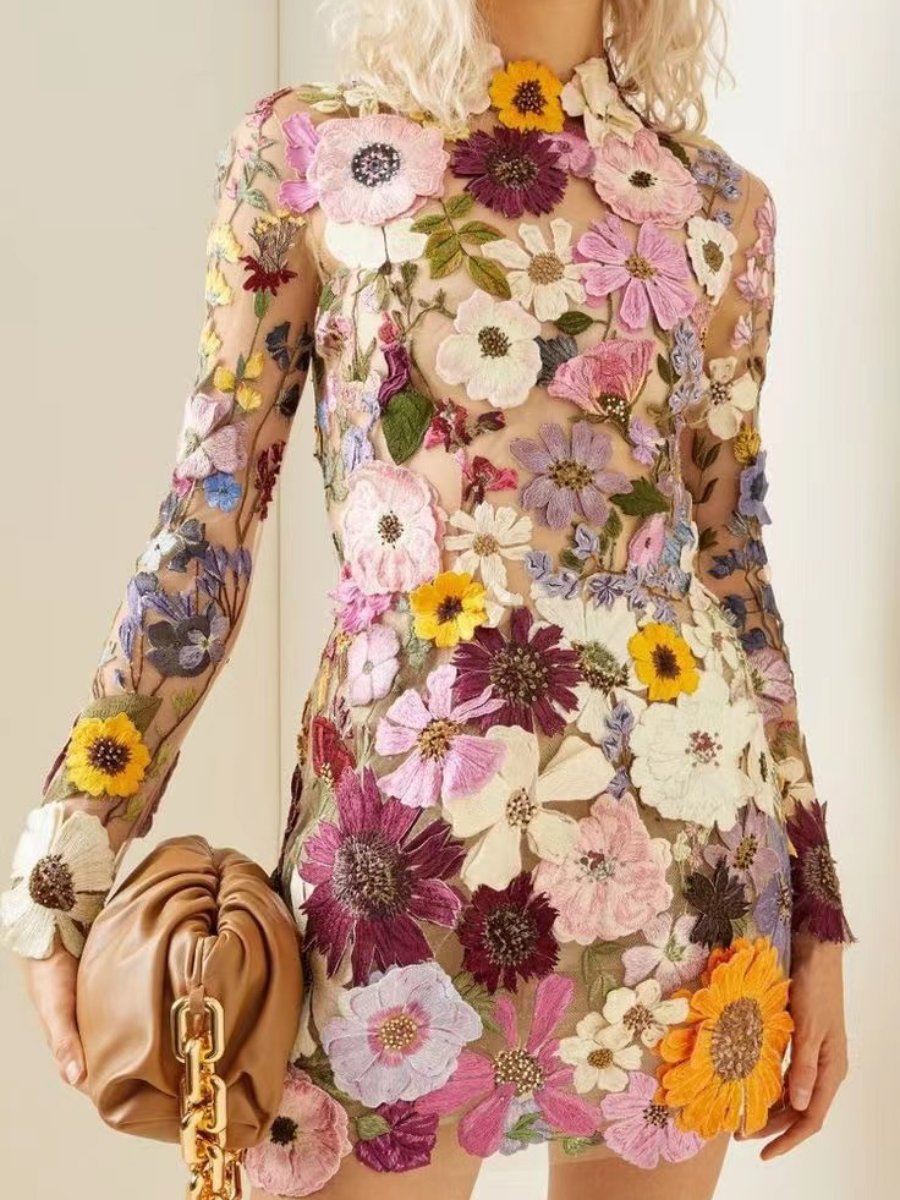 3D Flower Wrapped Dress