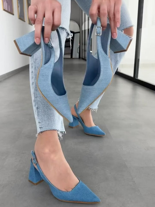 Slingback Pumps In Slate Blue