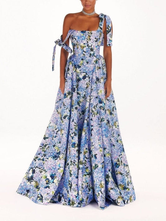 Blue strapped maxi dress