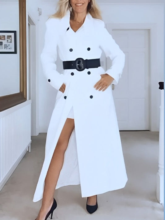 Stretch Belted Double Breasted Maxi Coat