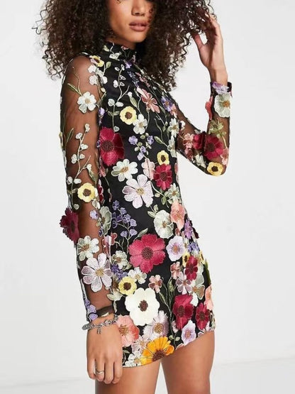 3D Flower Wrapped Dress