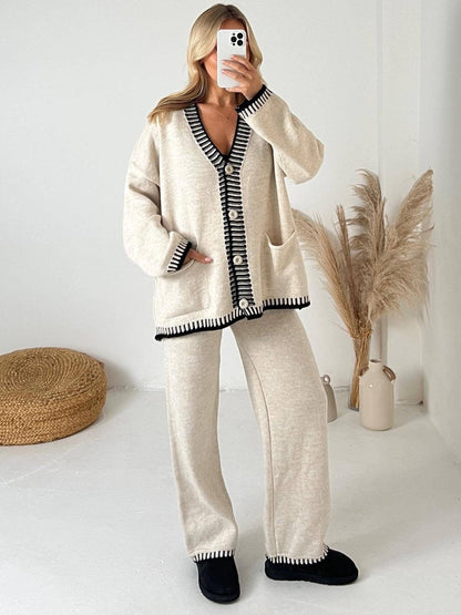 Casual Knitted Single-breasted 2pc Set