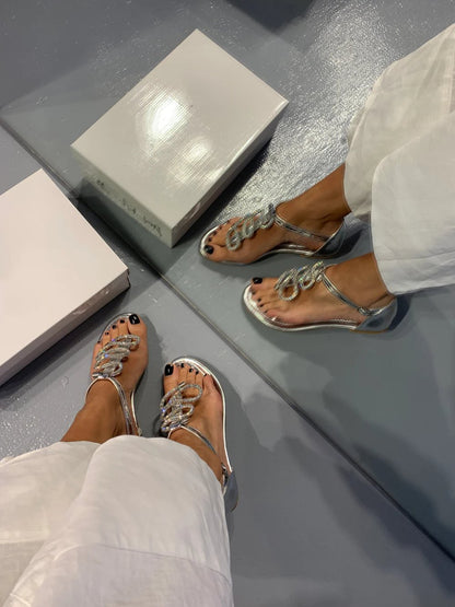 ALMOST SILVER STONE SANDALS