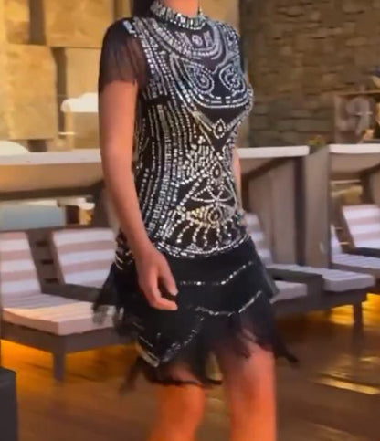 Rhinestone Fringe Dress